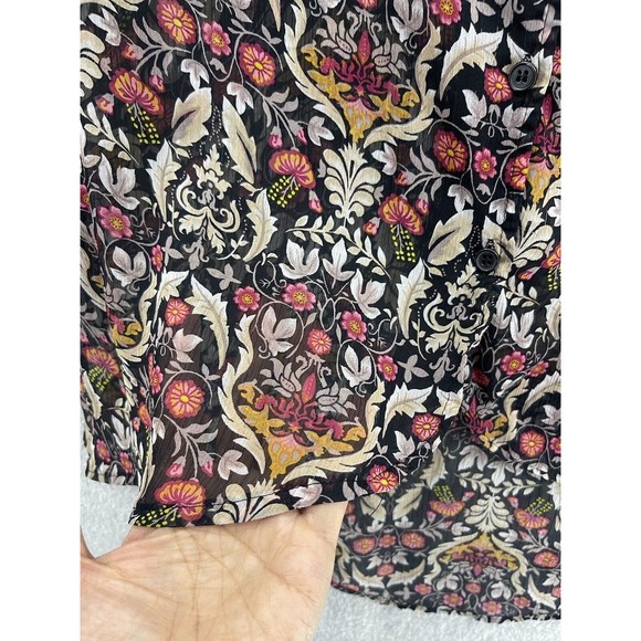 Band of Gypsies Women's Blouse Button Front Long Sleeve XS Sheer Boho - Picture 4 of 10